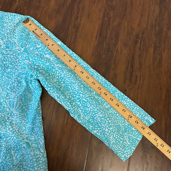 LILLY PULITZER Sarasota Tunic Top Aquamarine Blue Abstract Beaded Boho - Picture 12 of 12
